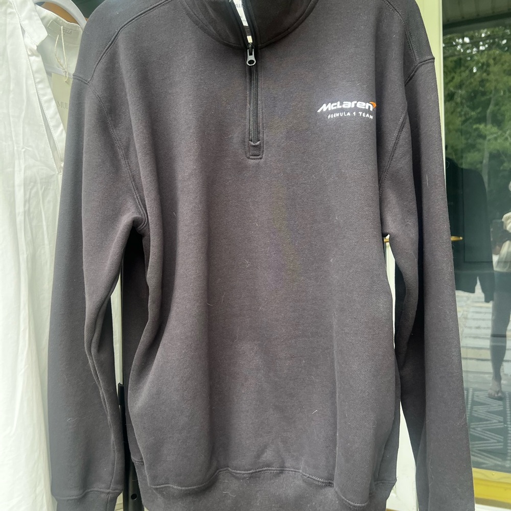 Black Zip Up Sweater with Ribbed Cuffs